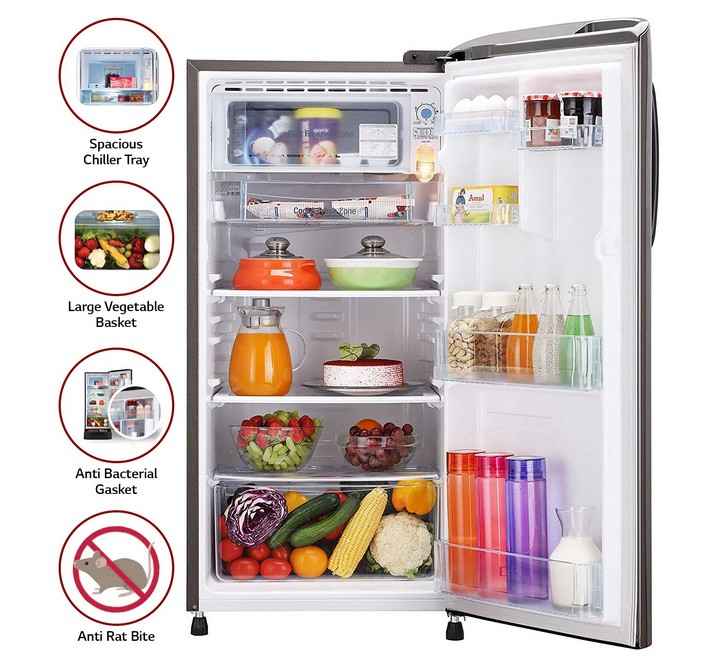 LG 190 L 4 Star Inverter Direct Cool Single Door Refrigerator(GLB201APZYPZ Shiny Steel)